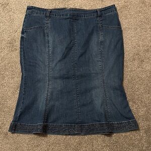 Elegant Blue Denim Flared Pencil Skirt